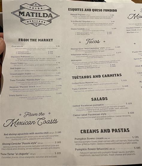 Carta De Parrilla Matilda Salon Mexicano Merida