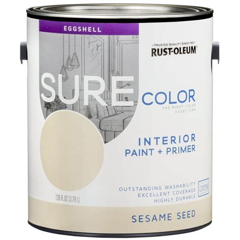 Rust Oleum Sure Color Sesame Seed Interior Paint Primer Eggshell Finish 2 Pack