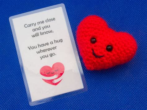 Cute Crochet Love Heart Pocket Hug With Personalised Message Etsy