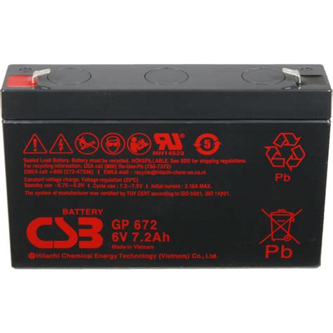 CSB Battery GP 672 F1 6v 7 2 AH Sealed Lead Acid Battery