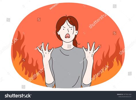 Anger Evil Furious Woman Concept Young Stock Vector Royalty Free 1877031262