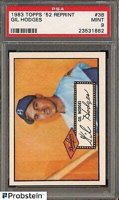 1983 Topps 52 Retro 36 Gil Hodges Brooklyn Dodgers HOF PSA 9 MINT EBay