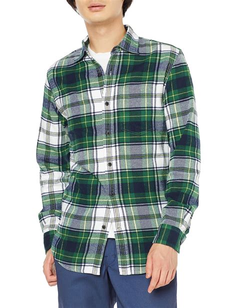 Amazon Essentials Mens Slim Fit Long Sleeve Flannel Shirt Large Green