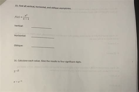 Solved 15 Find All Vertical Horizontal And Oblique