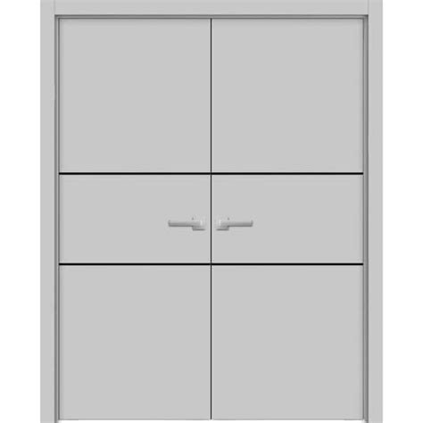 Sartodoors In X In Panel Matte Grey Finished Solid Wood With