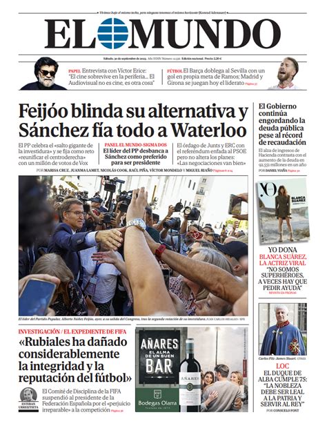 Portada De El Mundo Del S Bado De Septiembre De Medios