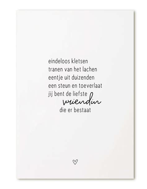 Kaart Met Gedicht Jij Bent De Liefste Vriendin Die Er Bestaat