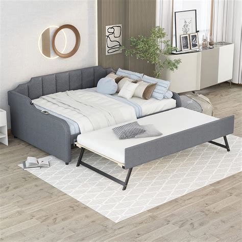 Amazon Merax Daybed With Pop Up Trundle Full Size Upholstery