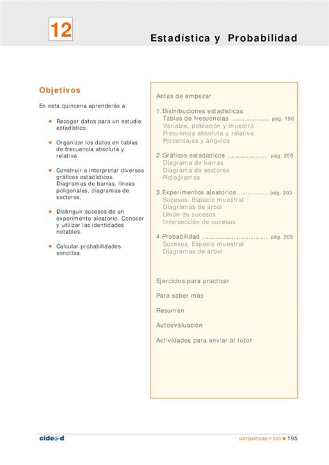 PDF Estadística y Probabilidad Completa las siguientes tablas de