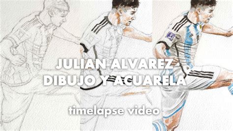 JULIÁN ÁLVAREZ GOL ARGENTINA VS CROACIA DIBUJO ACUARELA TIMELAPSE