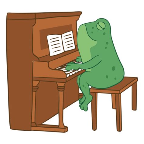 Diseño PNG Y SVG De La Rana Verde Tocando El Piano Para Camisetas