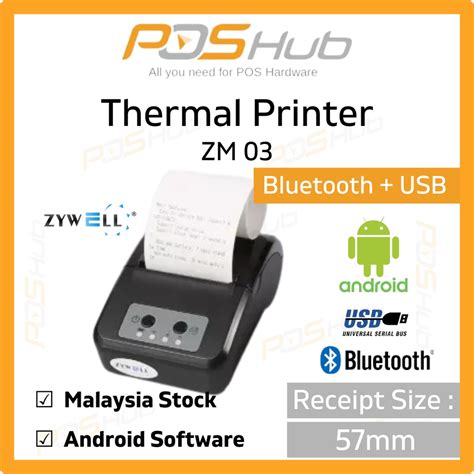 Zywell ZM03 Mobile Pos 58mm Bluetooth Thermal Receipt Printer For