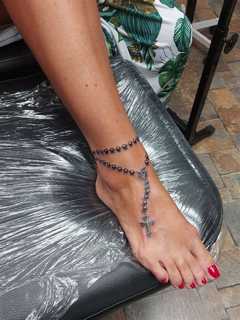 Rosary Tattoo Rosary Tattoo Anklet Tattoos Feminine Shoulder