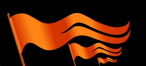 Holy Orange Flags Of Hindu Religion Sign On Black Background Holy