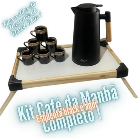 Kit Café da Manhã Garrafa Térmica na Bandeja Tramontina Xícaras Cr