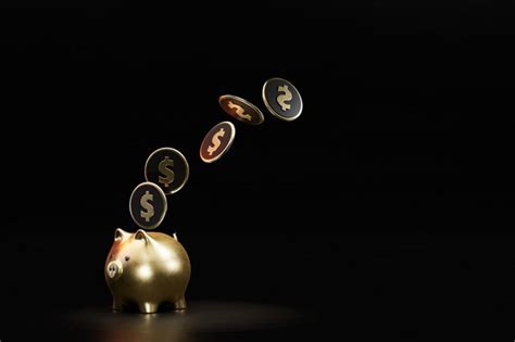 Premium Photo Keeping Money In The Piggy Bank A Golden Piggy Bank