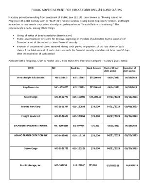 Fillable Online Pages From Public Advertisement For Fmcsa Form Bmc