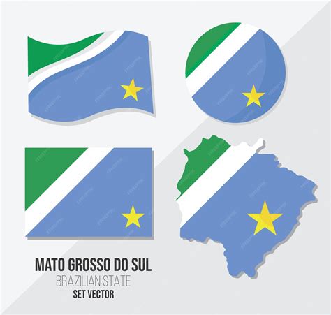 Mato grosso do sul brasil estado vetor conjunto bandeira símbolo mapa e