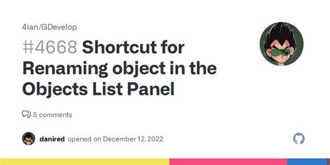 Shortcut For Renaming Object In The Objects List Panel Issue 4668