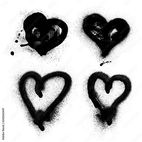 Set Of Shapes Of Hearts Drawn With Spray Paint Stock Illustration