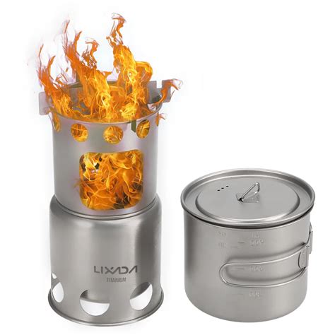 Lixada Camping Wood Stove Portable Outdoor Folding Titanium Wood Stove