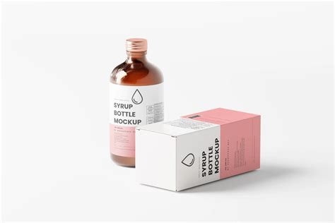 Syrup Bottle And Box Mockups Mockup Free