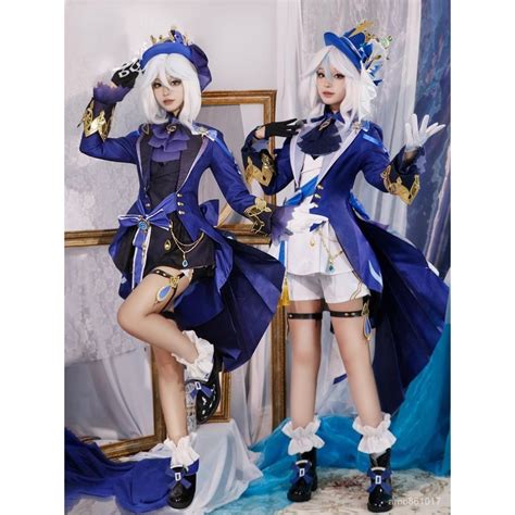 原神 Cos服芙卡洛斯楓丹水神 動漫遊戲 二次元 芙寧娜 Cosplay服裝女裝 角色扮演 Cosplay服裝全套 蝦皮購物