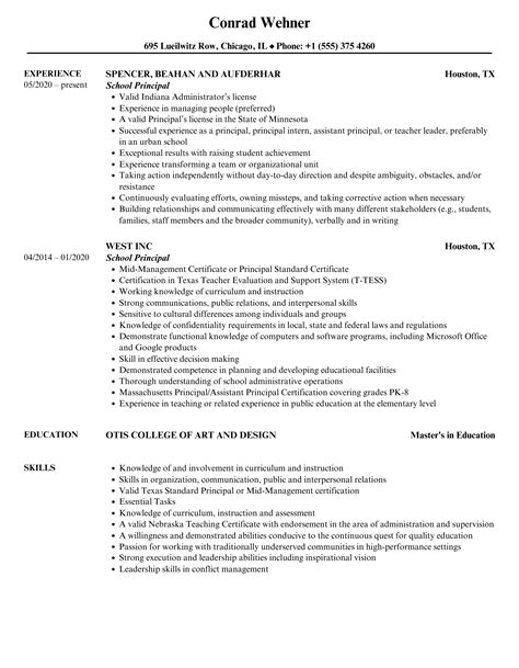 School Principal Resume Samples | Velvet Jobs