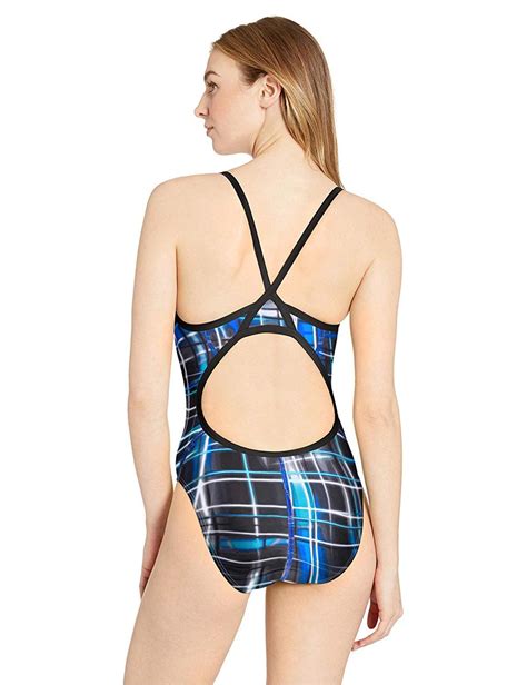 Speedo Womens Powerflex Eco Laser Sticks Flyback Speedo Blue Size 30