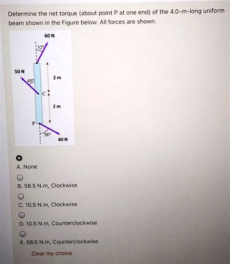 SOLVED Determine The Net Torque About Point P At One End Of The 4 0