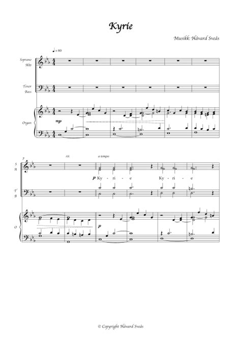 Kyrie Sheet Music Håvard Sveås Satb Choir