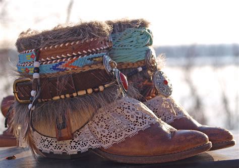 Upcycled Boho Cowboy Boots By Thelookfactory On Etsy Boots Diy Wrap