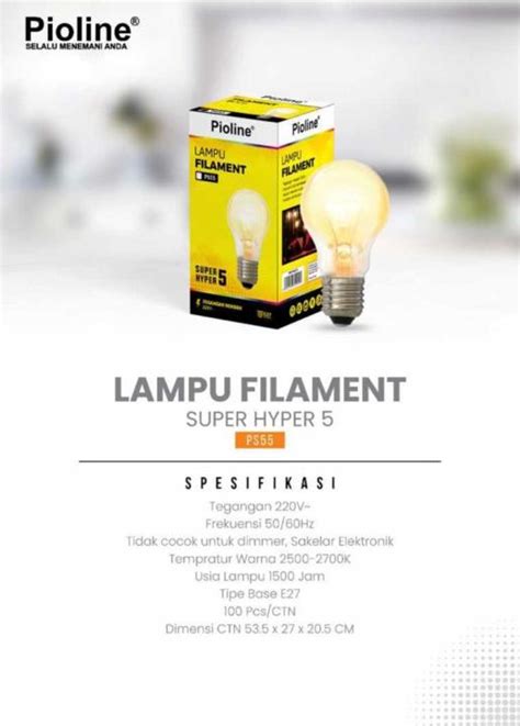 Bohlam Pijar PIOLINE 5Watt Lampu Pijar PIOLINE 5W Super Hyper 5 PS55