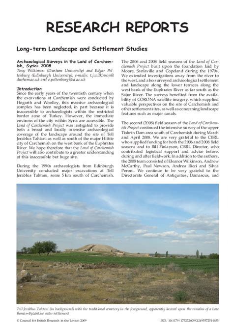 (PDF) Archaeological Survey in the Land of Carchemish 2007