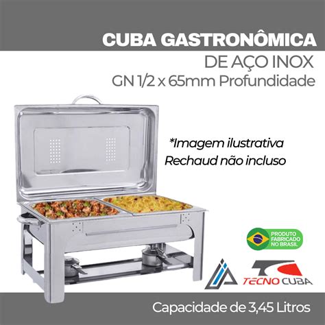 Cuba Gastronomica GN 1 2 x 65mm Profundidade em Aço Inox 304 Inoxplace