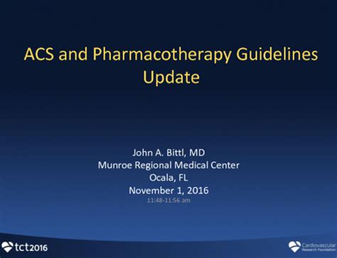 Acs And Pharmacotherapy Guidelines Update