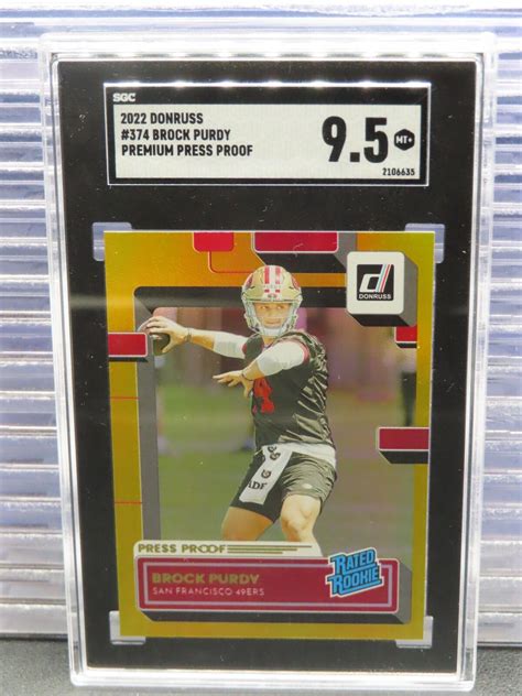 2022 Donruss Brock Purdy Press Proof Premium Rated Rookie RC 374 SGC 9