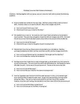 Consumer Math Worksheets PDF With Answers Basics Of Business Math