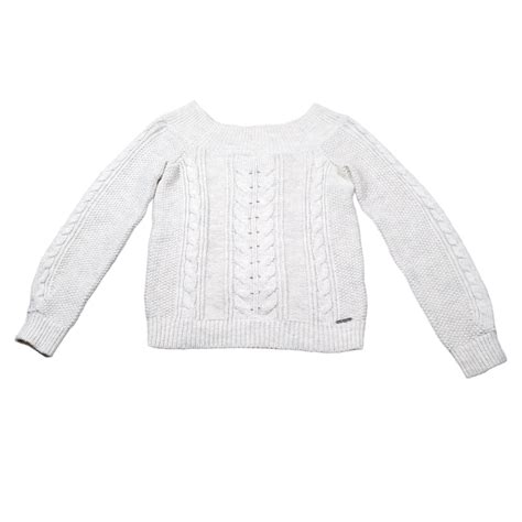 Abercrombie And Fitch Off Shoulder Cable Chunky Knit Depop