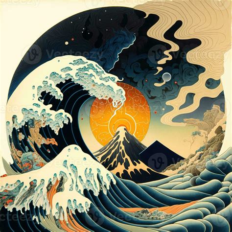 The great wave off kanagawa painting reproduction. Japanese style ...