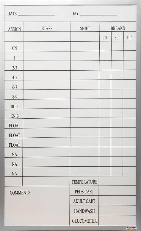 Surgical Center Staff Assignment Board 24x36