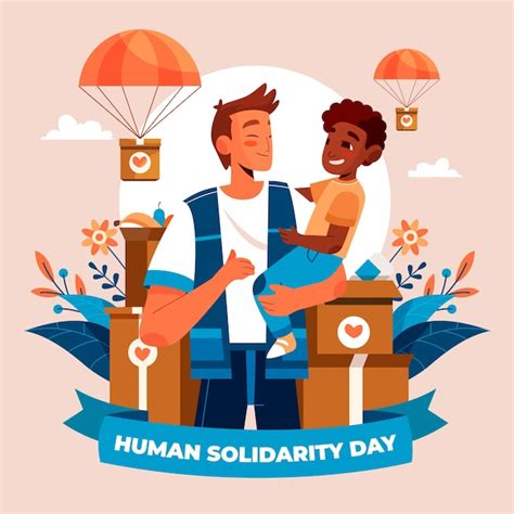 Ilustración plana del día internacional de la solidaridad humana