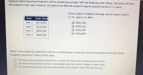 Solved 11 The Npv And Payback Period Aa Aa What Information