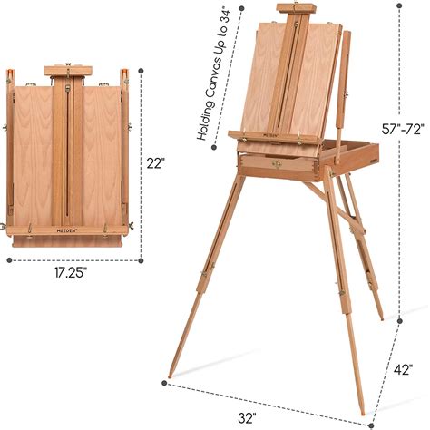 Meeden Large Wooden French Style Easel Field And Studio Sketchbox