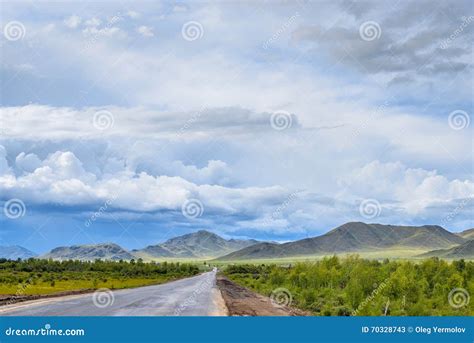 Hazy Sky Landscape with Road Stock Image - Image of countryside, spring ...