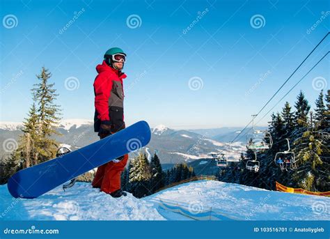 Snowboarder Exploring Snowy Mountains Stock Image Image Of Nature