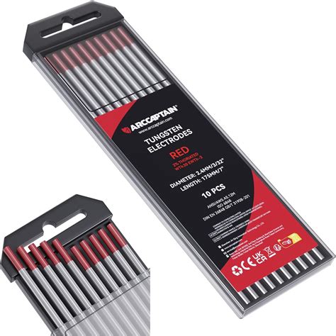 ARCCAPTAIN TIG Welding Tungsten Electrode 10 Pack 3 32 X 7 Red 2