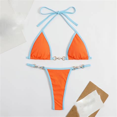 Tponi Modest Swimsuits For Women Two Piece Sets Orange Clearance Womans