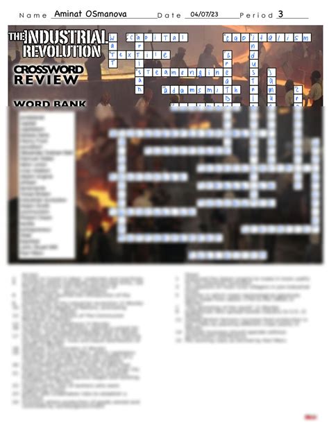 SOLUTION: Aminat osmanova industrial revolution crossword puzzle lesson