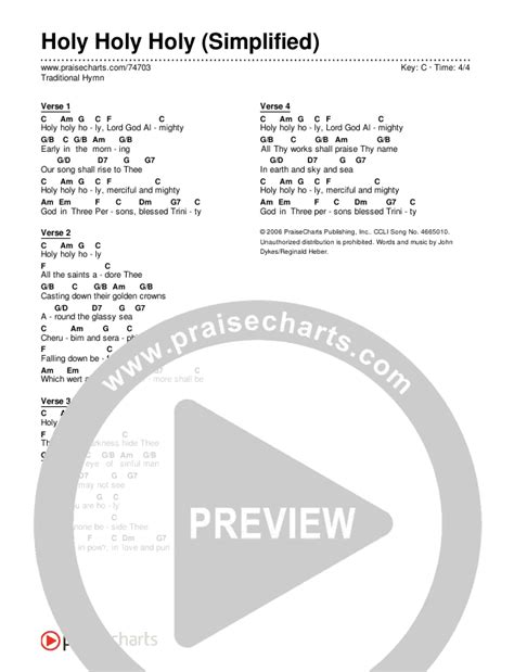 Holy Holy Holy Chords Pdf Praisecharts Traditional Hymn Praisecharts ...